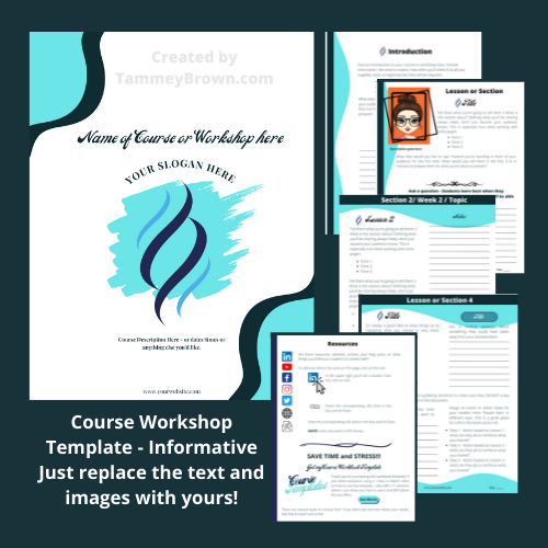 Course or workshop workbook template - simply replace the content with yours!